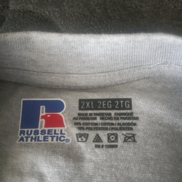 Russell Athletic Mens Size 2XL Russell Athletic Grey And Green Logo Crew Neck T - Picture 4 of 5